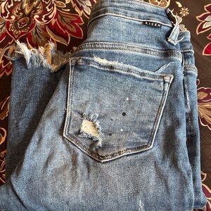 Risen Women's High Rise Distressed Blue Jeans